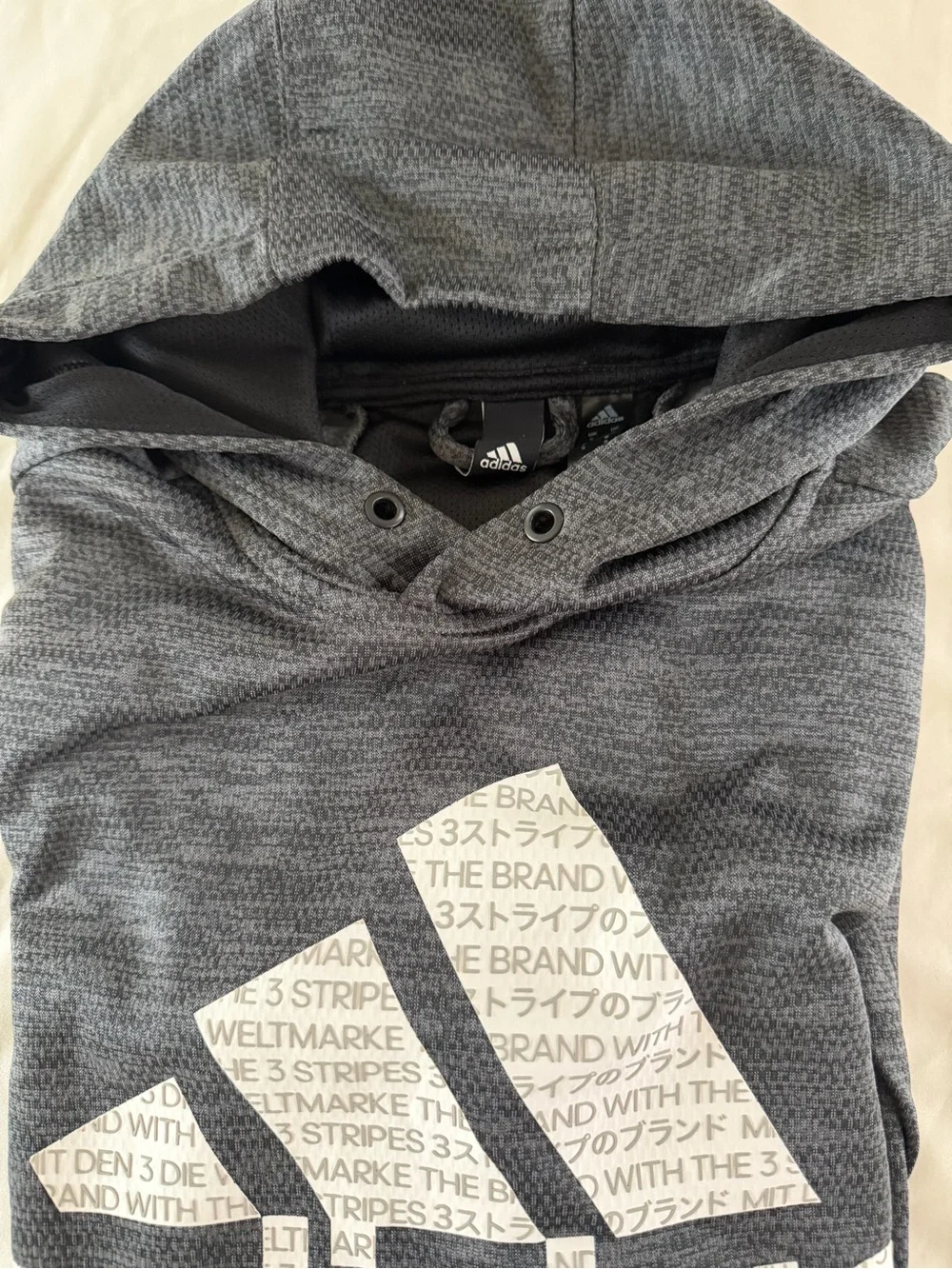 SMALL/Adidas Men's Dark Gray Logo Hoodie